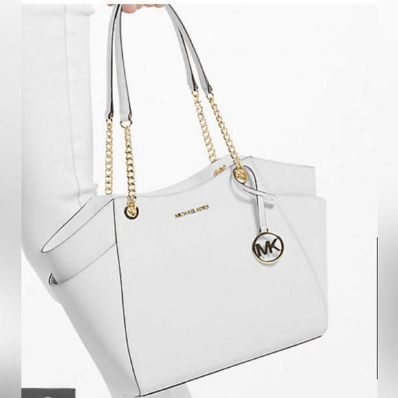 Michael Kors White Tote Bag with Gold Accents - Picture 1 of 5